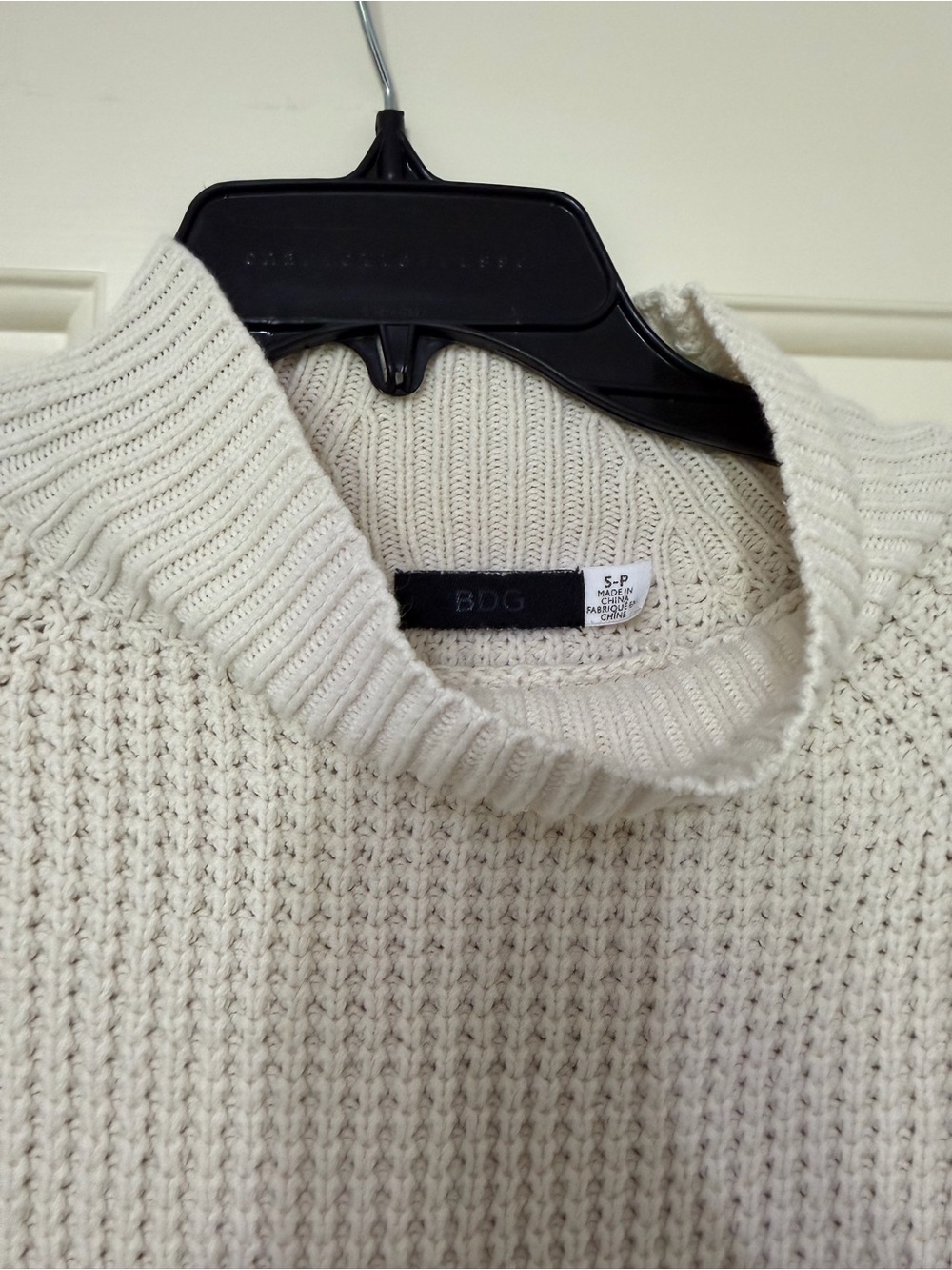 BDG Cream Waffle-Knit Sweater - Picture 3 of 4